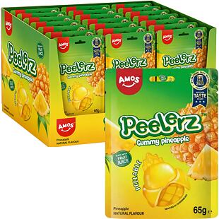 Amos Peelerz želé bonbóny s příchutí ananasu 65 g Celé balení 24 ks