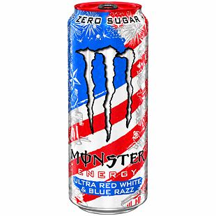 Monster USA Ultra Red White & Blue Razz energ. nápoj s příchutí bobulovitých plodů se sladidly 473ml
