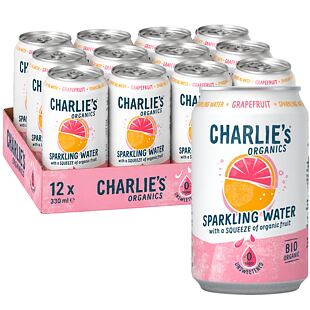 Charlie's Organics sycená pitná voda s grepovou šťávou 330 ml Celé balení 12 ks