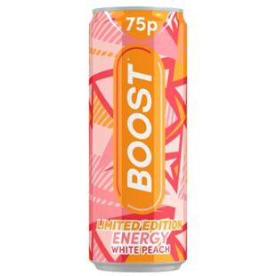 Boost energetický nápoj s příchutí bílé broskve 250 ml PM