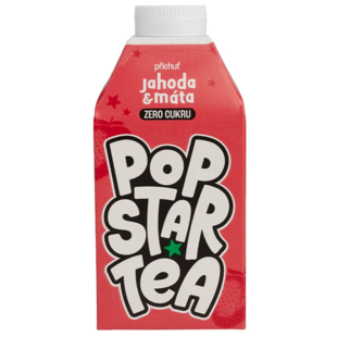POPSTAR Tea ZERO příchuť jahoda & máta 500 ml