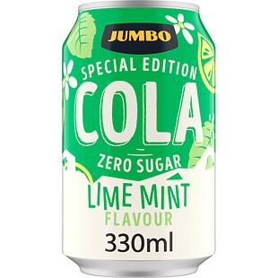 Jumbo sycený colový nápoj s příchutí limetky a máty bez cukru 330 ml