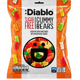 Diablo žvýkací želé bonbony s ovocnými příchutěmi ve tvaru medvídků bez cukru 75 g