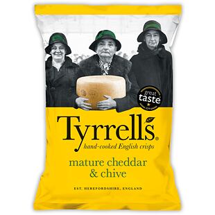 Tyrrells chipsy s příchutí zralého čedaru a pažitky 150 g