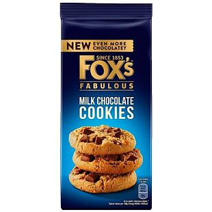 Fox's Fabulous cookies s kousky mléčné čokolády 180 g