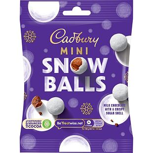 Cadbury Snowballs kuličky z mléčné čokolády s cukrovou skořápkou 74 g