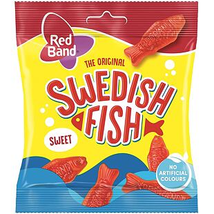 Red Band Swedish Fish chewing candies with raspberry flavor 100 g