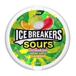 Ice Breakers kyselé bonbonky bez cukru s příchutí melounu, jablka a mandarinky 42 g