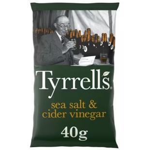 Tyrrells brambůrky s příchutí mořské soli a jablečného octu 40 g