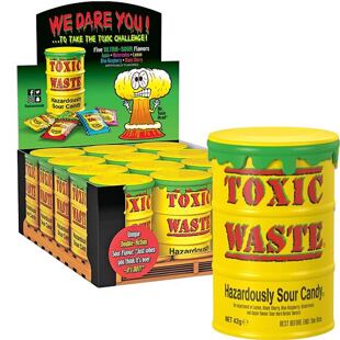 Toxic Waste Yellow kyselé bonbonky 42 g Celé balení 12 ks