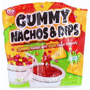 Zed Candy želé bonbony ve tvaru nachos s omáčkou s příchutí ovoce 51 g