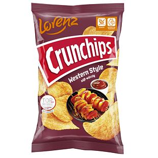 Crunchips DE bramborové chipsy s příchutí barbecue Western 150 g
