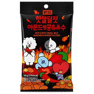 BT21 KOR pálivá kukuřice a mandle v těstíčku s příchutí Spicy Chicken 30 g