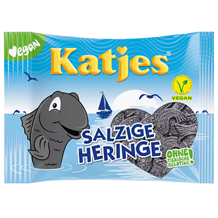 Katjes DE Salzige Heringe Vegan sladko-slané lékořicové bonbóny ve tvaru ryb 210 g