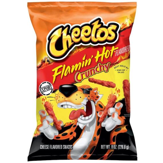 Cheetos USA Flamin' Hot Crunchy pálivé kukuřičné křupky se sýrovou příchutí 226,8 g