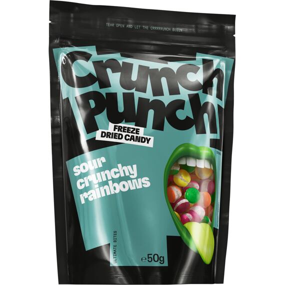 Crunch Punch Sour Crunchy Rainbows mrazem sušené bonbóny 50 g Celé balení 15 ks