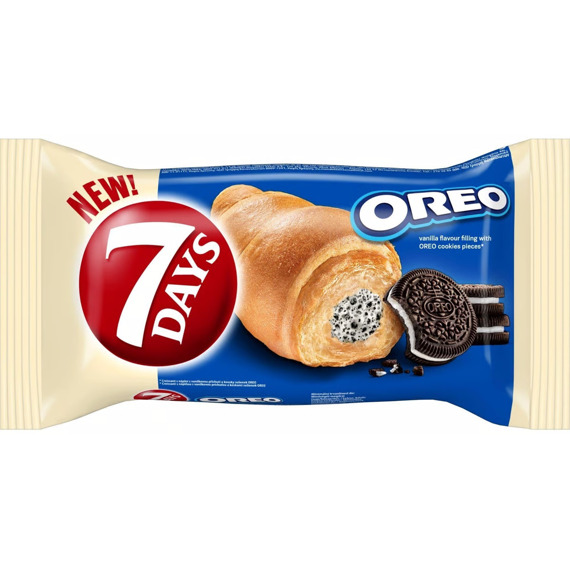 7Days EU Oreo croissant s krémem s příchutí vanilky a kousky sušenek 60 g