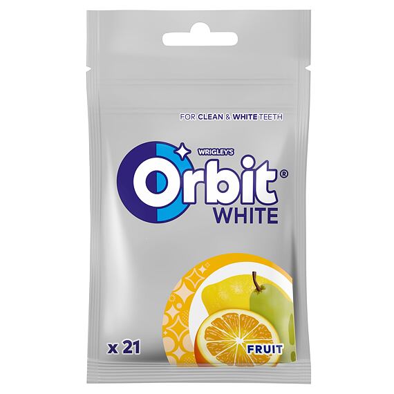 Orbit PL White Fruit žvýkačky bez cukru s ovocnou příchutí 29 g