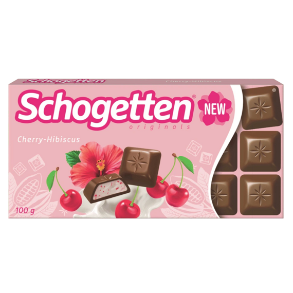 Schogetten DE Hibiscus mléčná čokoláda s višňovo-ibiškovou náplní 100 g