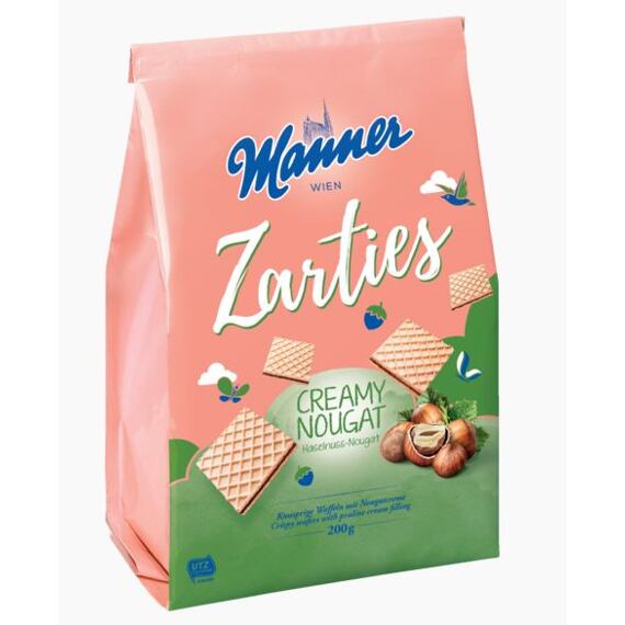 Manner Zarties Nougat Crispy Wafers with Cream Filling, 200 g