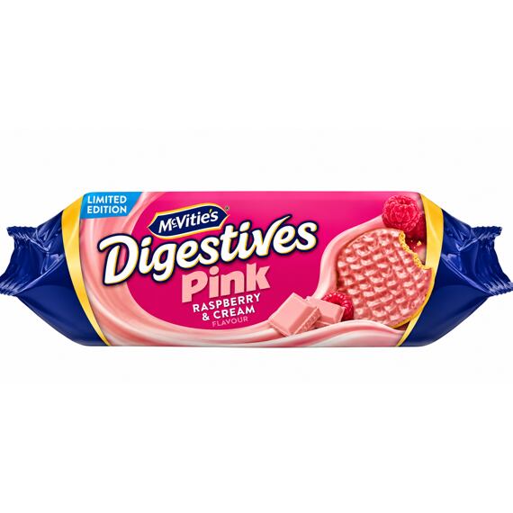 McVitie's Digestive Pink pšeničné sušenky s příchutí malin a smetany 232 g