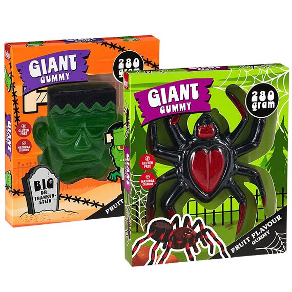 Becky's Giant Gummy velký želé pavouk  + Becky's Giant Gummy velká želé hlava Frankensteina