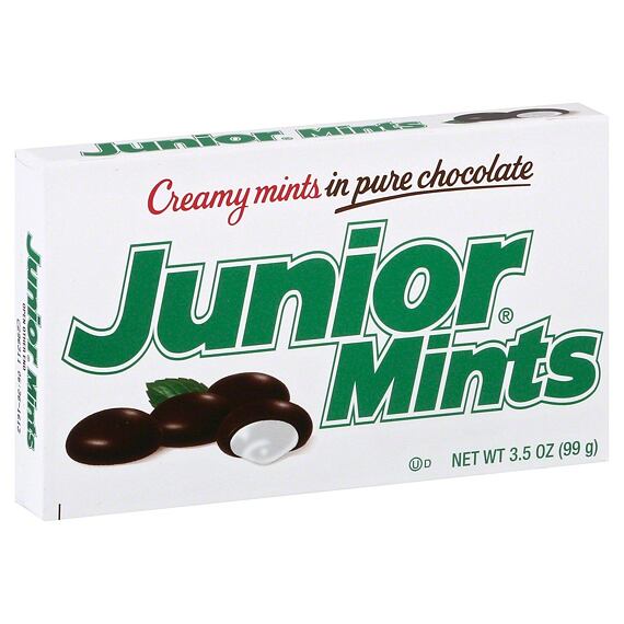 Junior Mints USA bonbonky s náplní s příchutí máty v mléčné čokoládě 99 g