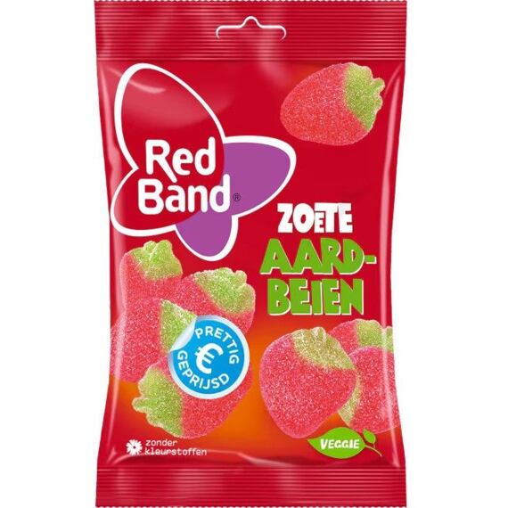 Red Band žvýkací bonbony s ovocnou příchutí ve tvaru jahod 180 g