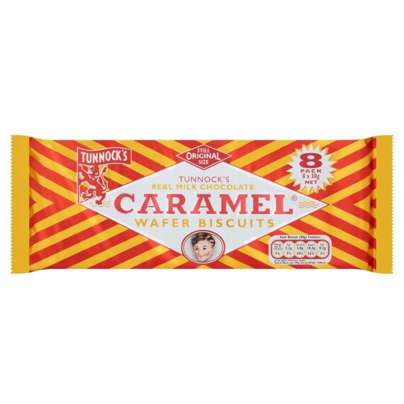 Tunnock's sušenky s příchutí karamelu s polevou z mléčné čokolády 8 x 30 g
