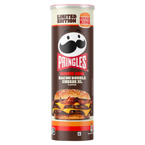Pringles United Kingdom Burger King bramborové chipsy s příchutí burgeru Bacon Double Cheese 165 g