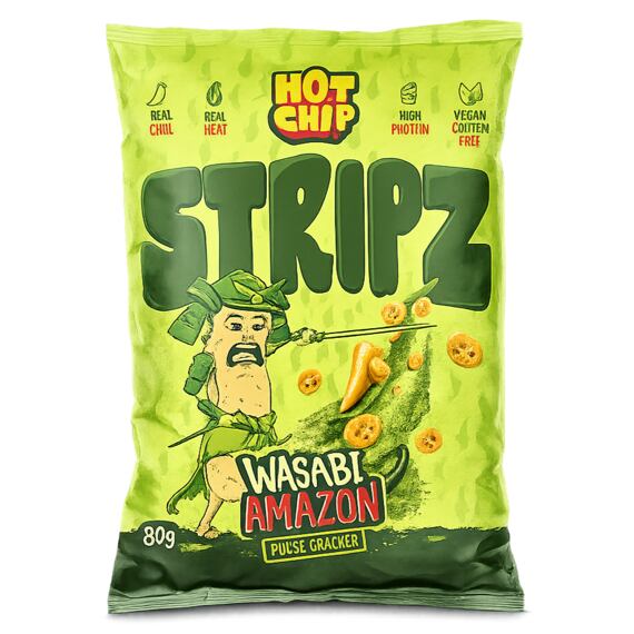 Hot Chip Wasabi and Chili Pepper-Flavored Legume Strips, Amazon Yellow, 80 g