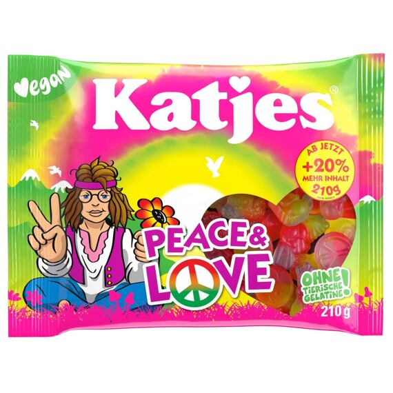 Katjes DE Peace & Love Vegan želé s příchutí ovoce 210 g