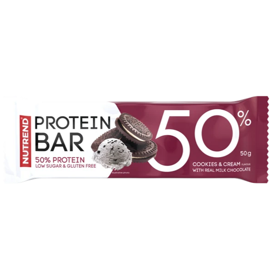 Nutrend CZ PROTEIN 50% proteinová tyčinka s příchutí cookies and cream 50 g
