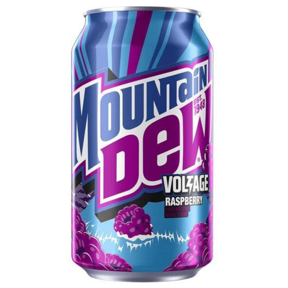Mountain Dew Voltage carbonated lemonade with raspberry, lemon and ginseng flavors 355 ml
