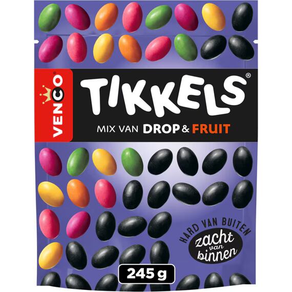 Venco Tikkels mix bonbonů s příchutí lékořice a ovoce 245 g