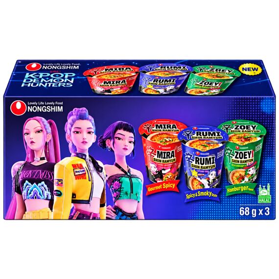 Nong Shim x K-Pop Demon Hunters 3pack instantní nudle 3 x 68 g