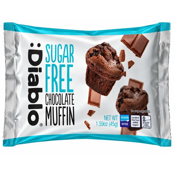 :Diablo pšeničný muffin s čokoládovou příchutí bez cukru se sladidly 45 g