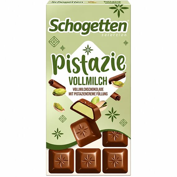 Schogetten DE Milk Chocolate with Pistachio-Flavored Filling, 100 g