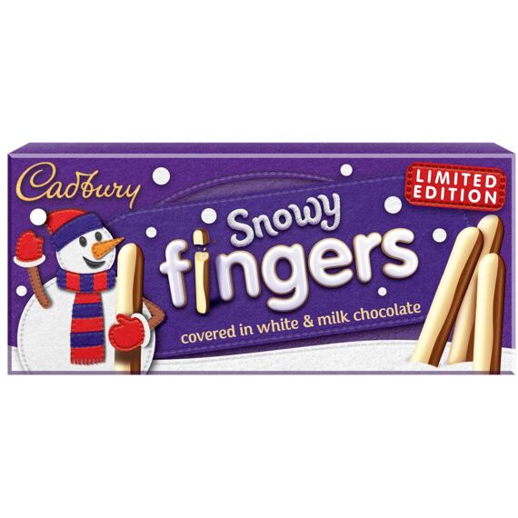 Cadbury Snowy sušenky v polevě z mléčné a bílé čokolády 115 g