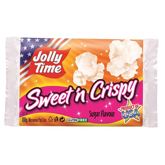 Jolly Time Sweet'n Crispy sladký popkorn100 g Celé Balení 18 ks