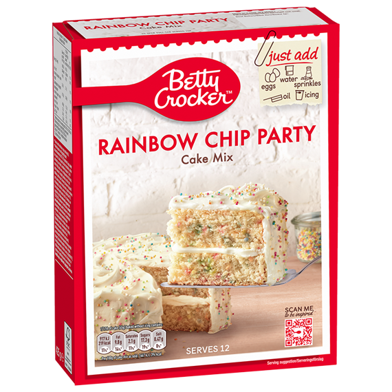 Betty Crocker Party Rainbow Chip směs na přípravu dortu s barevnými kousky 425 g