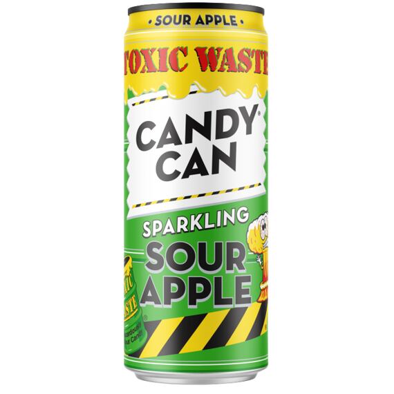 Candy Can x Toxic Waste sycená limonáda s cukry a sladidly s příchutí kyselého jablka 330 ml