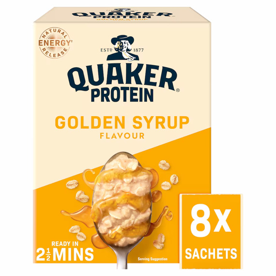 Quaker Oats ovesná kaše s příchutí světlé melasy se zvýšeným obsahem proteinu 8 x 43 g