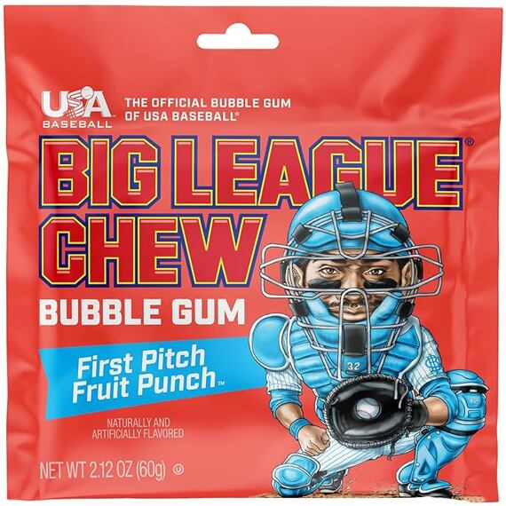 Big League trhaná žvýkačka s příchutí ovocného punče 60 g
