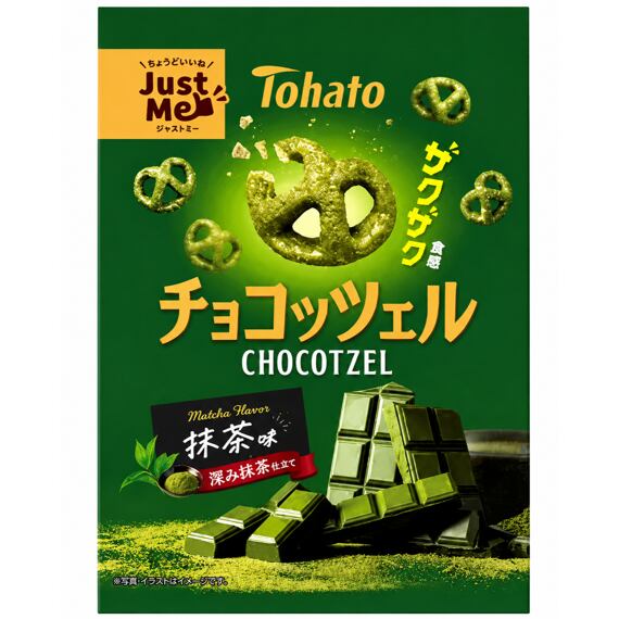 Tohato Chocotzel JAP Pretzels Coated in Milk Chocolate with Matcha Powder, 45 g