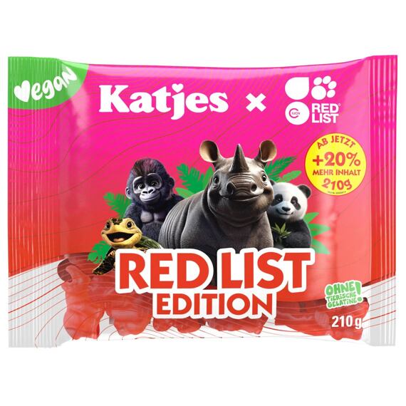 Katjes DE Red List Vegan želé bonbóny ve tvaru ohrožených zvířat 210 g