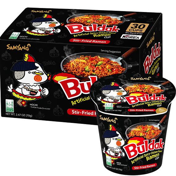 Samyang Buldak Cup instantní pálivé těstoviny s kuřecí příchutí 70 g Celé balení 30 ks