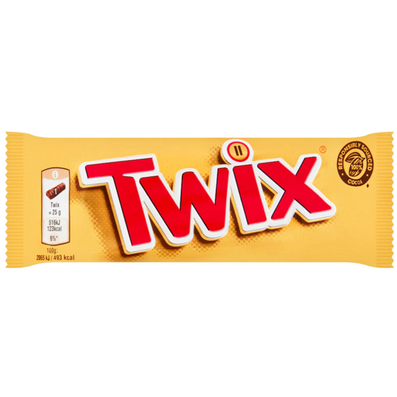 Twix EU Bars in Milk Chocolate with Caramel, 50 g