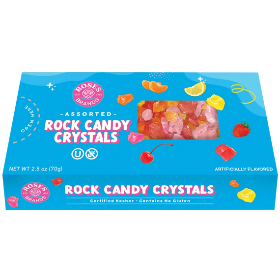 Roses Brands USA Rock Candy Crystals bonbonky ve tvaru krystalů s ovocnou příchutí 70 g