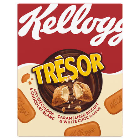 Kellogg's Trésor cereální polštářky s příchutí karamelové sušenky s bílou čokoládou 375 g